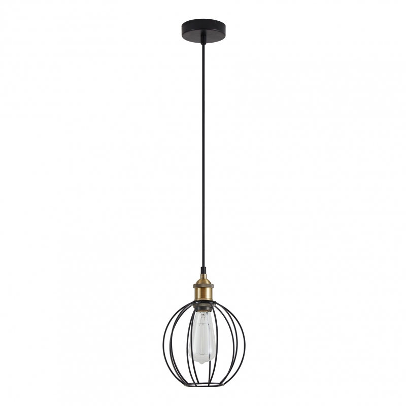 SE21-BR-10-GR2 MAGNUM Bronze Metal Pendant Black Metal Grid with Black Fabric Cable+ SE21-BR-10-GR2 MAGNUM Bronze Metal Pendant Black Metal Grid with Black Fabric Cable+