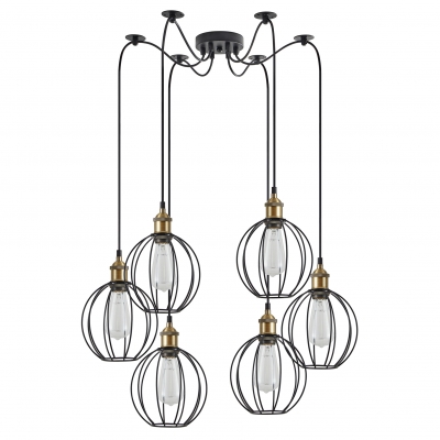 SE21-BR-10-BL6-GR2 MAGNUM Bronze Metal Pendant Black Metal Grid with Black Fabric Cable+ SE21-BR-10-BL6-GR2 MAGNUM Bronze Metal Pendant Black Metal Grid with Black Fabric Cable+