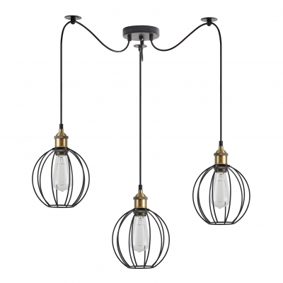 SE21-BR-10-BL3-GR2 MAGNUM Bronze Metal Pendant Black Metal Grid with Black Fabric Cable+ SE21-BR-10-BL3-GR2 MAGNUM Bronze Metal Pendant Black Metal Grid with Black Fabric Cable+