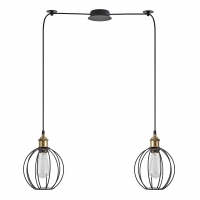 SE21-BR-10-BL2-GR2 MAGNUM Bronze Metal Pendant Black Metal Grid with Black Fabric Cable+ SE21-BR-10-BL2-GR2 MAGNUM Bronze Metal Pendant Black Metal Grid with Black Fabric Cable+