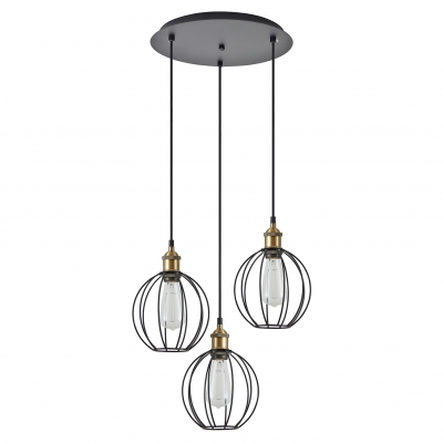 SE21-BR-10-3BL-GR2 MAGNUM Bronze Metal Pendant Black Metal Grid with Black Fabric Cable+ SE21-BR-10-3BL-GR2 MAGNUM Bronze Metal Pendant Black Metal Grid with Black Fabric Cable+