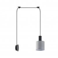 SE21-BL-4-NM1W-SH2 ADEPT TUBE Black Matt Wall Lamp Grey Fabric Shade+ SE21-BL-4-NM1W-SH2 ADEPT TUBE Black Matt Wall Lamp Grey Fabric Shade+
