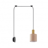 SE21-GM-4-NM1W-SH3 ADEPT TUBE Gold Matt Wall Lamp Brown Fabric Shade+ SE21-GM-4-NM1W-SH3 ADEPT TUBE Gold Matt Wall Lamp Brown Fabric Shade+