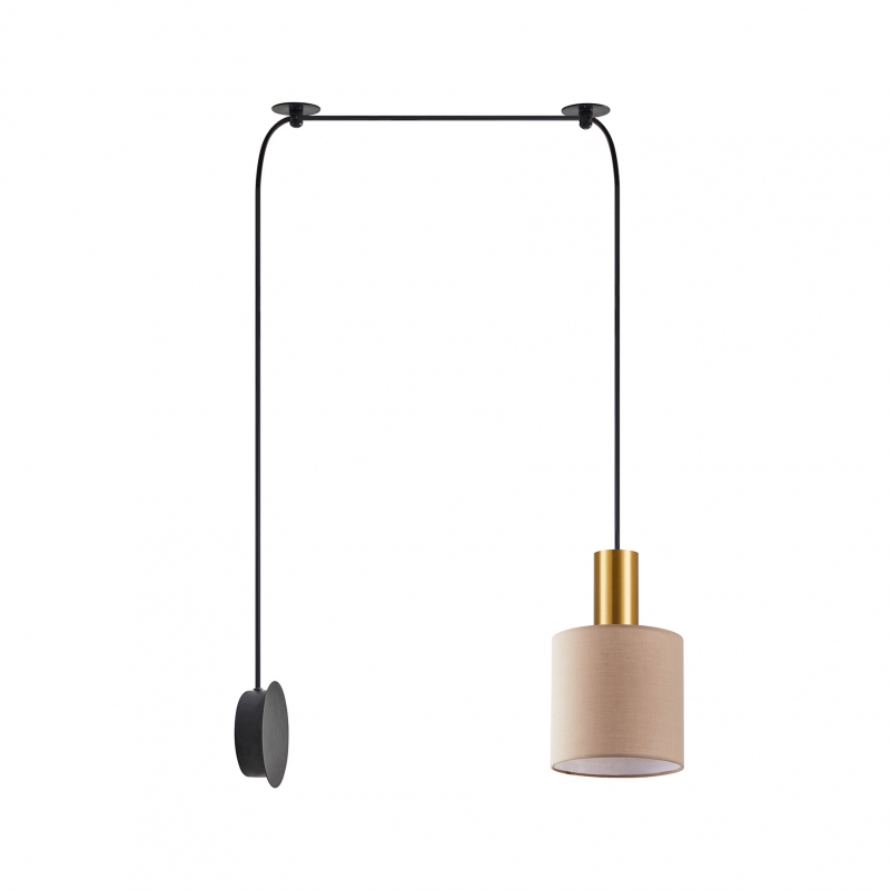 SE21-GM-4-NM1W-SH3 ADEPT TUBE Gold Matt Wall Lamp Brown Fabric Shade+ SE21-GM-4-NM1W-SH3 ADEPT TUBE Gold Matt Wall Lamp Brown Fabric Shade+