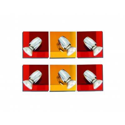 GU1094J-3B (x2) Colours Spot Packet Chrome metal rotating spot with decorative red and yellow g GU1094J-3B (x2) Colours Spot Packet Chrome metal rotating spot with decorative red and yellow g