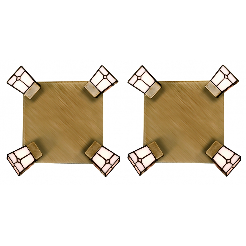 G9078-4R (x2)  Vitro Spot Packet Stained glass with bronze base and rotating heads+