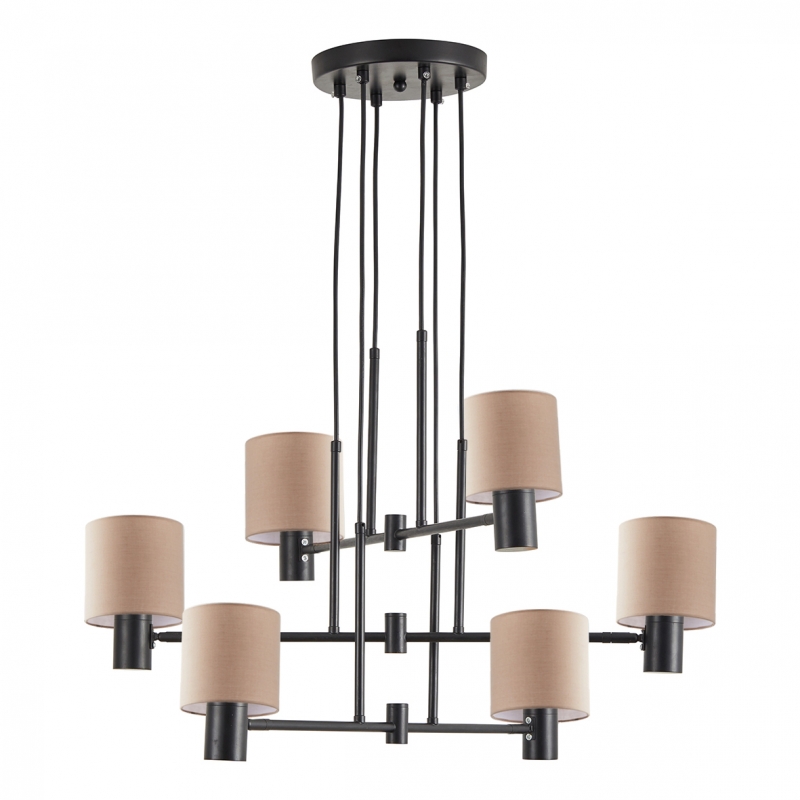 SE21-BL-100-SH3 ADEPT PENDANT Black Metal Pendant Brown Shade+