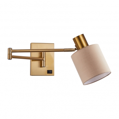 SE21-NM-52-SH3  ADEPT WALL LAMP Gold Matt Wall lamp with Switcher and Brown Shade+