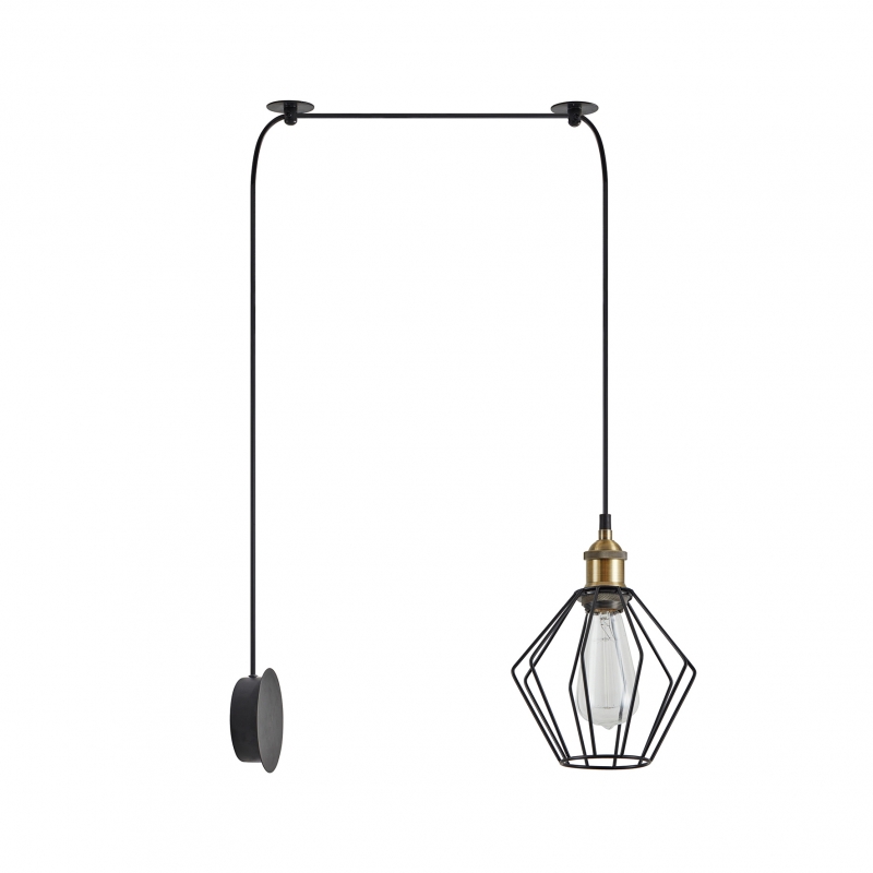 SE21-BR-10-BL1W-GR1 MAGNUM Bronze Metal Wall Lamp with Black Fabric Cable and Metal Grid+ 1Z2 SE21-BR-10-BL1W-GR1 MAGNUM Bronze Metal Wall Lamp with Black Fabric Cable and Metal Grid+ 1Z2