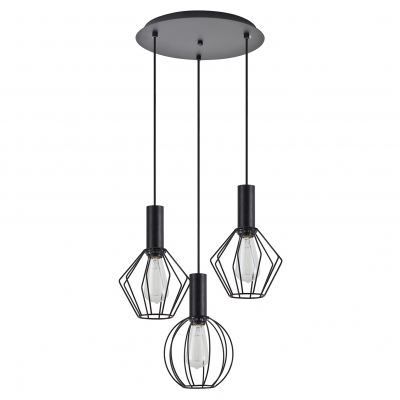SE21-BL-4-3BL-GR12  ADEPT FLEX Black Pendant Black Metal Grid+