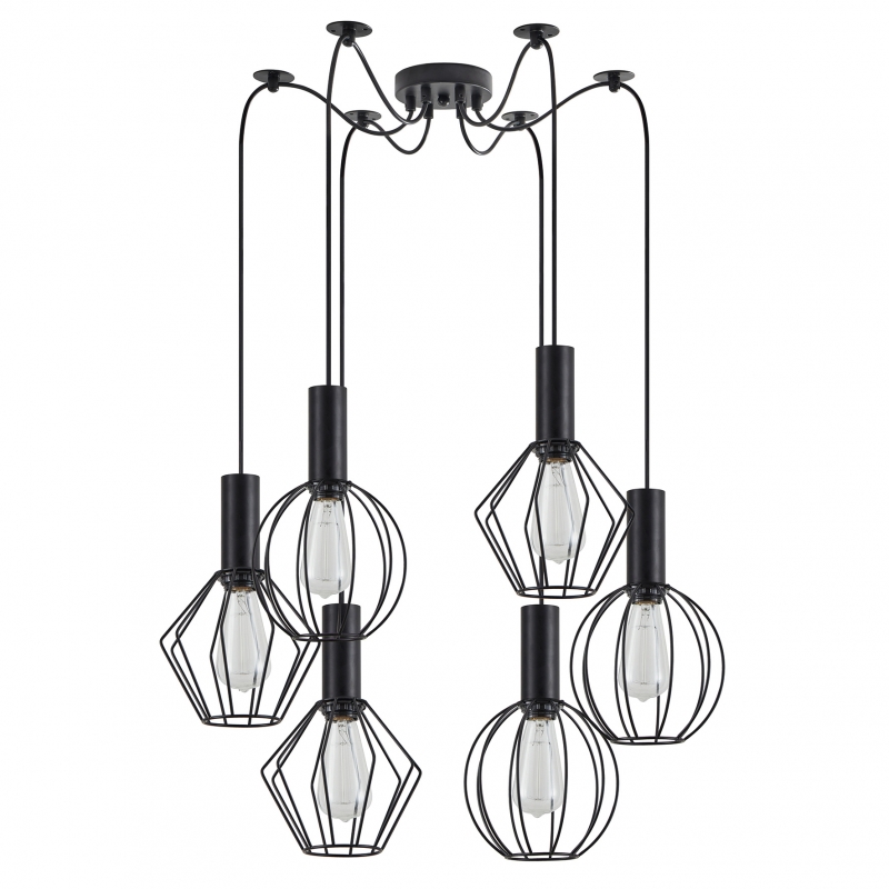SE21-BL-4-BL6-GR12 ADEPT FLEX Black Pendant Black Metal Grid+ SE21-BL-4-BL6-GR12 ADEPT FLEX Black Pendant Black Metal Grid+