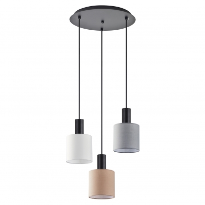 SE21-BL-4-3BL-SH123 ADEPT FLEX Black Pendant White, Grey, Brown Fabric Shade+