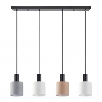 SE21-BL-4-4BL-SH123 ADEPT FLEX Black Pendant White, Grey, Brown Fabric Shade+ SE21-BL-4-4BL-SH123 ADEPT FLEX Black Pendant White, Grey, Brown Fabric Shade+