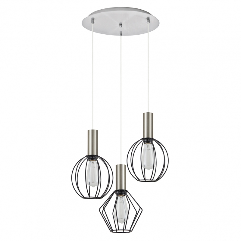 SE21-NM-4-3BL-GR12 ADEPT FLEX Nickel Matt Pendant Black Metal Grid+