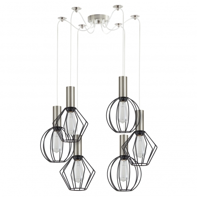 SE21-NM-4-BL6-GR12 ADEPT FLEX Nickel Matt Pendant Black Metal Grid+