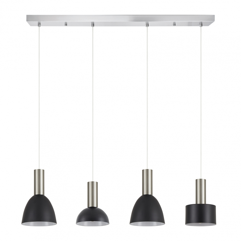 SE21-NM-4-4BL-MS123 ADEPT FLEX Nickel Matt Pendant Black Metal Shade+ SE21-NM-4-4BL-MS123 ADEPT FLEX Nickel Matt Pendant Black Metal Shade+
