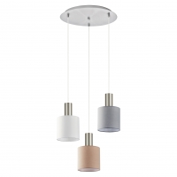 SE21-NM-4-3BL-SH123 ADEPT FLEX Nickel Matt Pendant White, Grey, Brown Fabric Shade+ SE21-NM-4-3BL-SH123 ADEPT FLEX Nickel Matt Pendant White, Grey, Brown Fabric Shade+