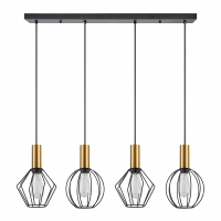 SE21-GM-4-4BL-GR12 ADEPT FLEX Gold Matt Pendant Black Metal Grid+