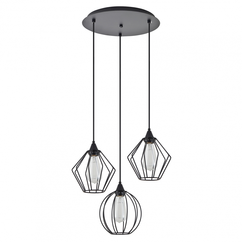 SE21-BL-B10-3BL-GR12  ADEPT FLEX Black Metal Grid Pendant+