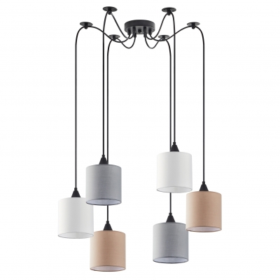 SE21-BL-B10-BL6-SH123 ADEPT FLEX White, Grey, Brown Fabric Shade Pendant+