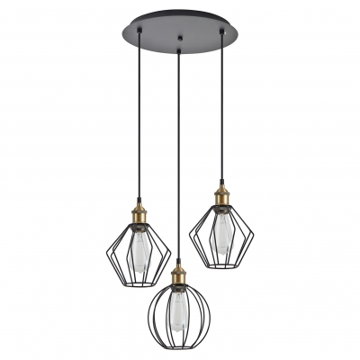 SE21-BR-10-3BL-GR12 MAGNUM FLEX Bronze Metal Pendant Black Metal Grid+