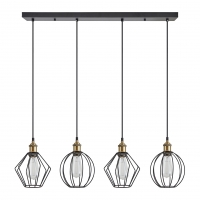 SE21-BR-10-4BL-GR12  MAGNUM FLEX Bronze Metal Pendant Black Metal Grid+