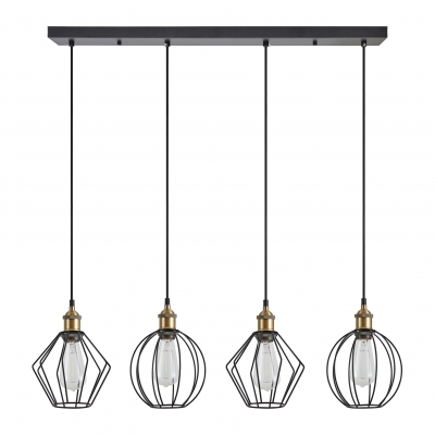 SE21-BR-10-4BL-GR12  MAGNUM FLEX Bronze Metal Pendant Black Metal Grid+