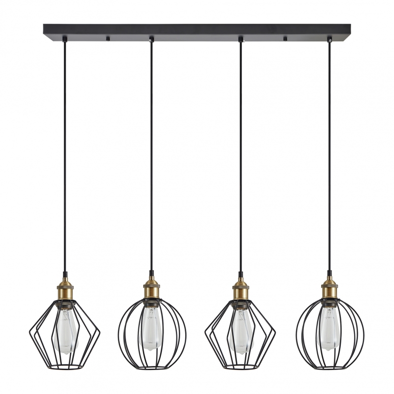 SE21-BR-10-4BL-GR12  MAGNUM FLEX Bronze Metal Pendant Black Metal Grid+