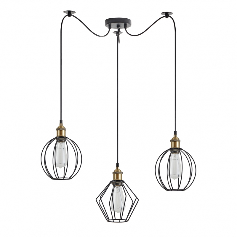 SE21-BR-10-BL3-GR12  MAGNUM FLEX Bronze Metal Pendant Black Metal Grid+