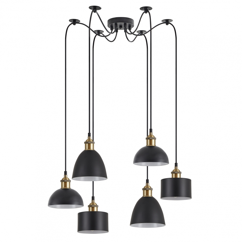 SE21-BR-10-BL6-MS12 MAGNUM FLEX Bronze Metal Pendant Black Metal Shade+