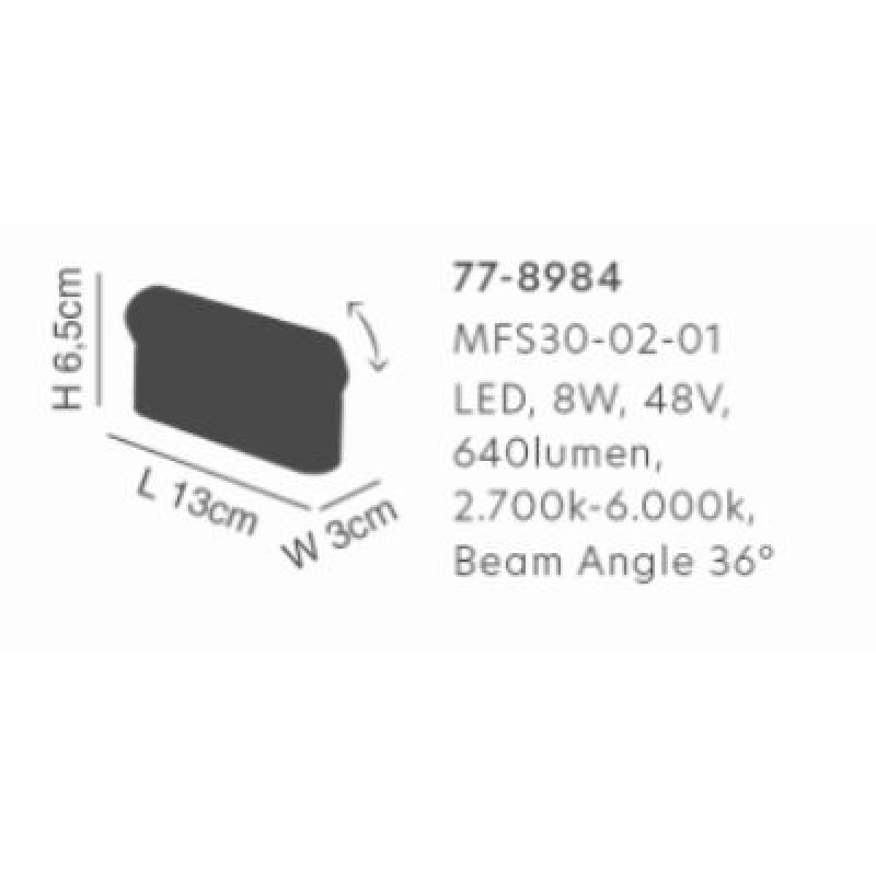 MFS30-02-01 MAGNETIC FLEX Smart 48V Grille Module 8W 640Lm Dim 2700K-6000K with Rotating Angle MFS30-02-01 MAGNETIC FLEX Smart 48V Grille Module 8W 640Lm Dim 2700K-6000K with Rotating Angle