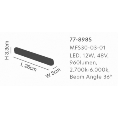 MFS30-03-01 MAGNETIC FLEX Smart 48V Grille Module 12W 960Lm Dim 2700K-6000K Lightings Surface M MFS30-03-01 MAGNETIC FLEX Smart 48V Grille Module 12W 960Lm Dim 2700K-6000K Lightings Surface M