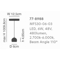 MFS30-06-03 MAGNETIC FLEX Smart 48V Pendant Module 6W 480Lm Dim 2700K-6000K  Lightings Surface
