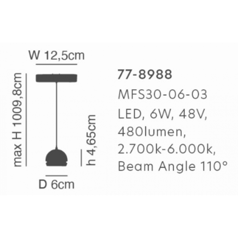 MFS30-06-03 MAGNETIC FLEX Smart 48V Pendant Module 6W 480Lm Dim 2700K-6000K  Lightings Surface