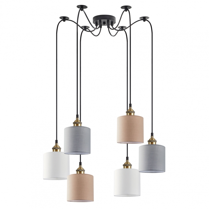 SE21-BR-10-6BL-SH123 MAGNUM FLEX White, Grey, Brown Shade Pendant+ SE21-BR-10-6BL-SH123 MAGNUM FLEX White, Grey, Brown Shade Pendant+