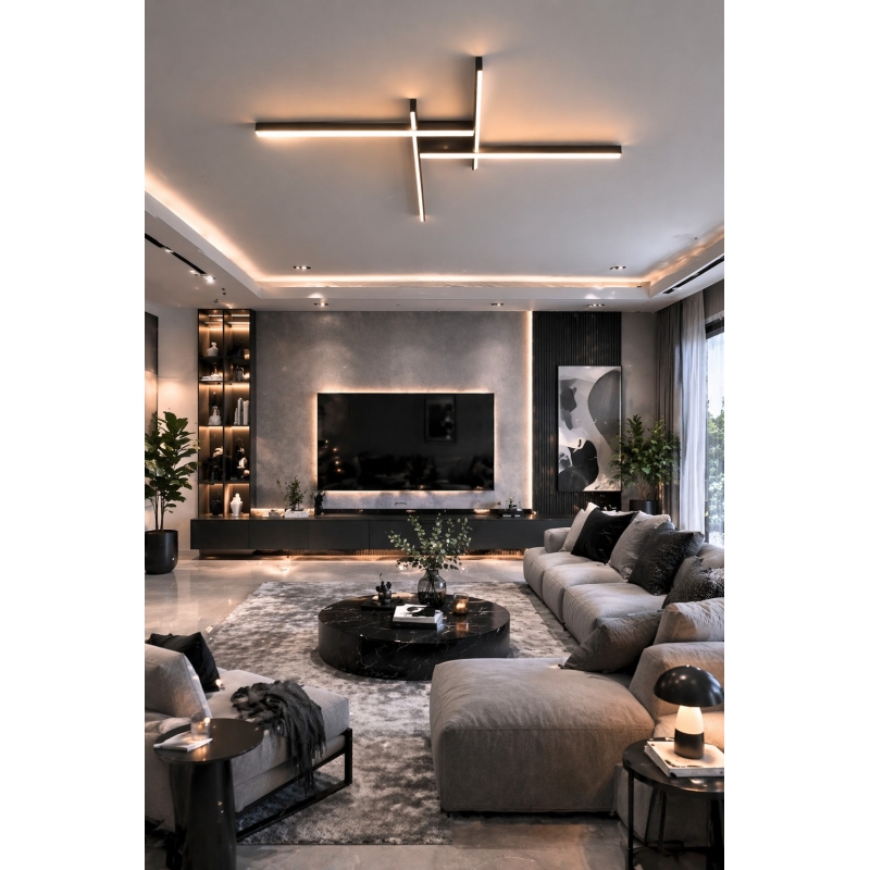 SE LED 90 AFFILATO CEILING BLACK 30W  3CCT 70x70x5cm IP20 220V 2 YEARS WARRANTY Α2