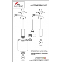 SE21-GM-4-SH3 ADEPT TUBE Gold Matt Pendant Brown Fabric Shade+