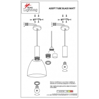 SE21-NM-4-NM2-MS40 ADEPT TUBE Nickel Matt Pendant Black Metal Shade+ SE21-NM-4-NM2-MS40 ADEPT TUBE Nickel Matt Pendant Black Metal Shade+
