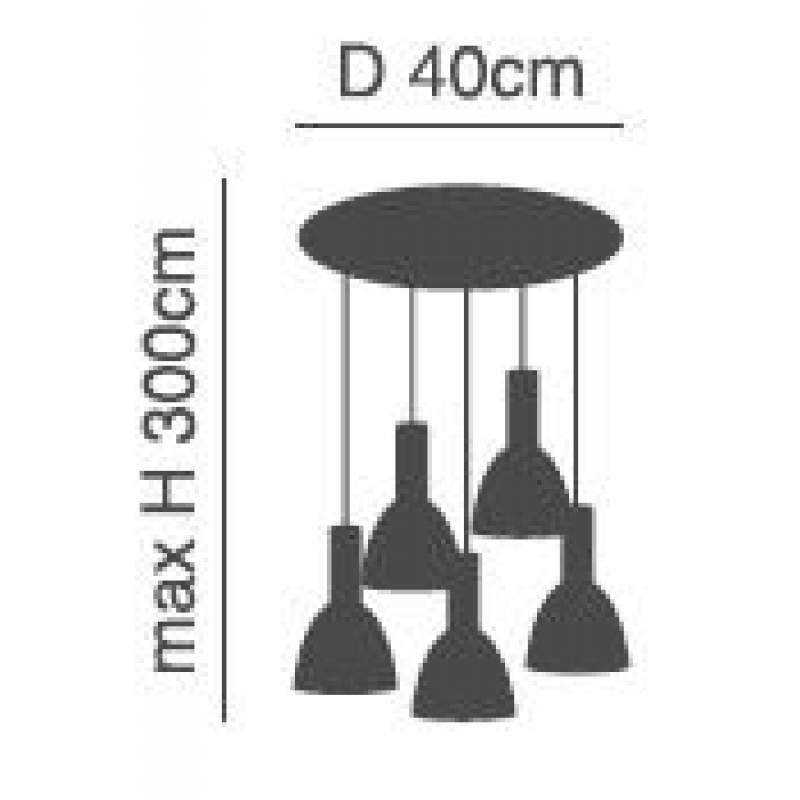 SE21-BL-4-5BL-MS2 ADEPT TUBE Black Pendant Black Metal Shade+