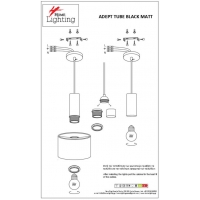 SE21-NM-4-MS1 ADEPT TUBE Nickel Matt Pendant Black Metal Shade+