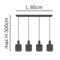 SE21-NM-4-4BL-MS123 ADEPT FLEX Nickel Matt Pendant Black Metal Shade+ SE21-NM-4-4BL-MS123 ADEPT FLEX Nickel Matt Pendant Black Metal Shade+