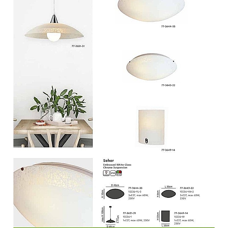 15536-1 SEHER PENDANT LAMP GLASS Ε4 15536-1 SEHER PENDANT LAMP GLASS Ε4