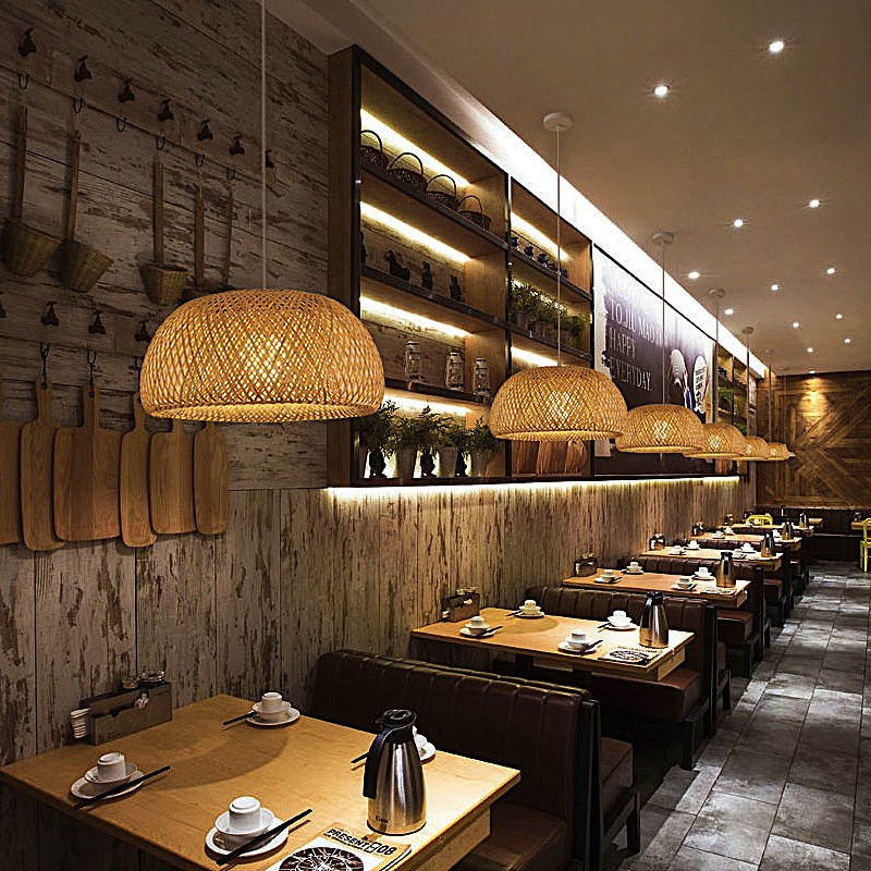 SE21-BA-38 WOVEN  PENDANT  BAMBOO STEEL 38*20*120cm  E27  2 YEARS WARRANTY