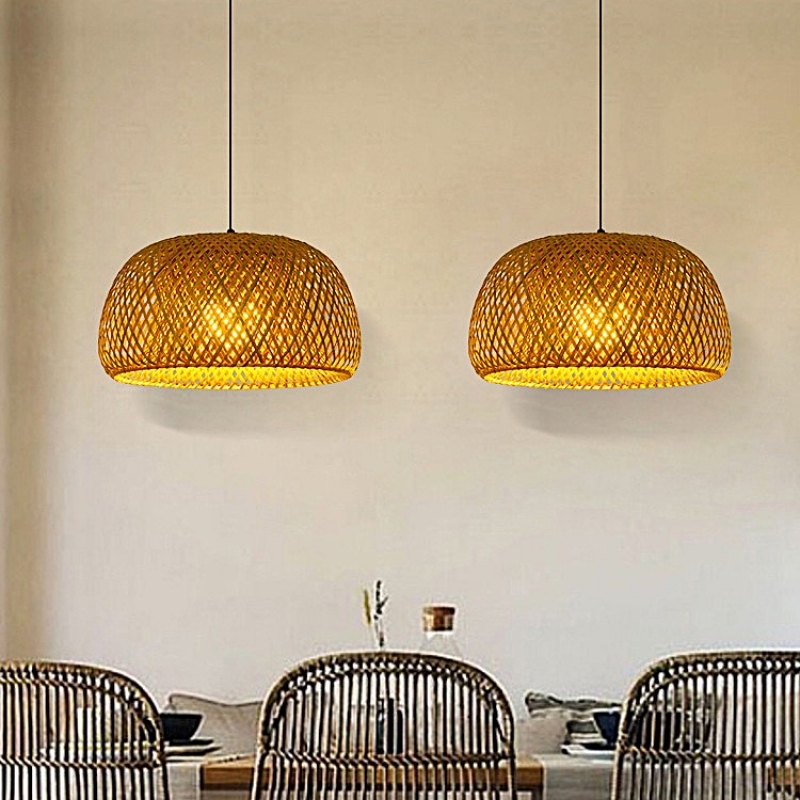 SE21-BA-38 WOVEN  PENDANT  BAMBOO STEEL 38*20*120cm  E27  2 YEARS WARRANTY