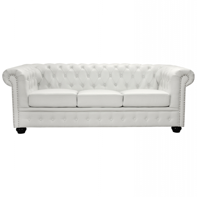 ΚΑΝΑΠΕΣ 3ΘΕΣΙΟΣ T.CHESTERFIELD HM3009.02 ΤΕΧΝΟΔΕΡΜΑ ΛΕΥΚΟ ΜΑΤ 208x90x73 εκ.