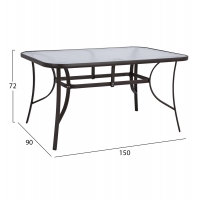 ΤΡΑΠΕΖΙ BRUNO 150X90Χ72Υεκ. ΚΑΦΕ ΜΕΤΑΛΛΙΚΟ ΜΕ ΓΥΑΛΙΝΗ ΕΠΙΦΑΝΕΙΑ HM5145.02