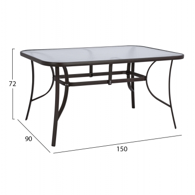 ΤΡΑΠΕΖΙ BRUNO 150X90Χ72Υεκ. ΚΑΦΕ ΜΕΤΑΛΛΙΚΟ ΜΕ ΓΥΑΛΙΝΗ ΕΠΙΦΑΝΕΙΑ HM5145.02 ΤΡΑΠΕΖΙ BRUNO 150X90Χ72Υεκ. ΚΑΦΕ ΜΕΤΑΛΛΙΚΟ ΜΕ ΓΥΑΛΙΝΗ ΕΠΙΦΑΝΕΙΑ HM5145.02