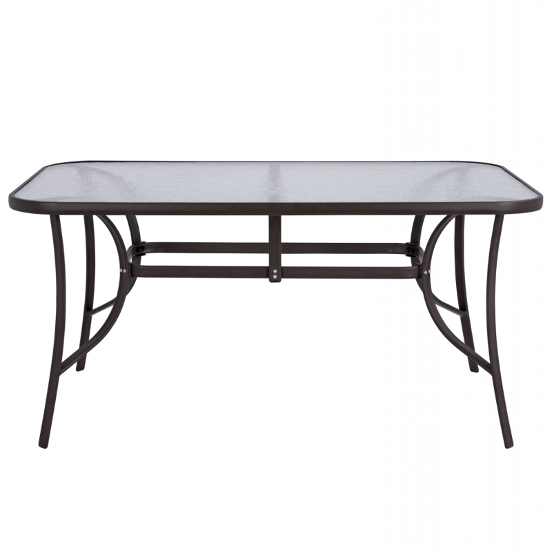 ΤΡΑΠΕΖΙ BRUNO 150X90Χ72Υεκ. ΚΑΦΕ ΜΕΤΑΛΛΙΚΟ ΜΕ ΓΥΑΛΙΝΗ ΕΠΙΦΑΝΕΙΑ HM5145.02