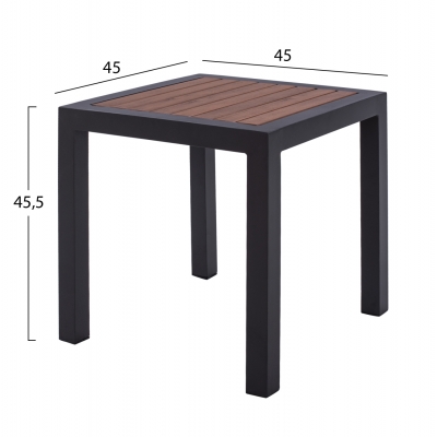 ΤΡΑΠΕΖΙ ΑΛΟΥΜΙΝΙΟΥ SABRA HM5403.02 ΓΚΡΙ ΜΕ POLYWOOD 45Χ45X45,5Yεκ.