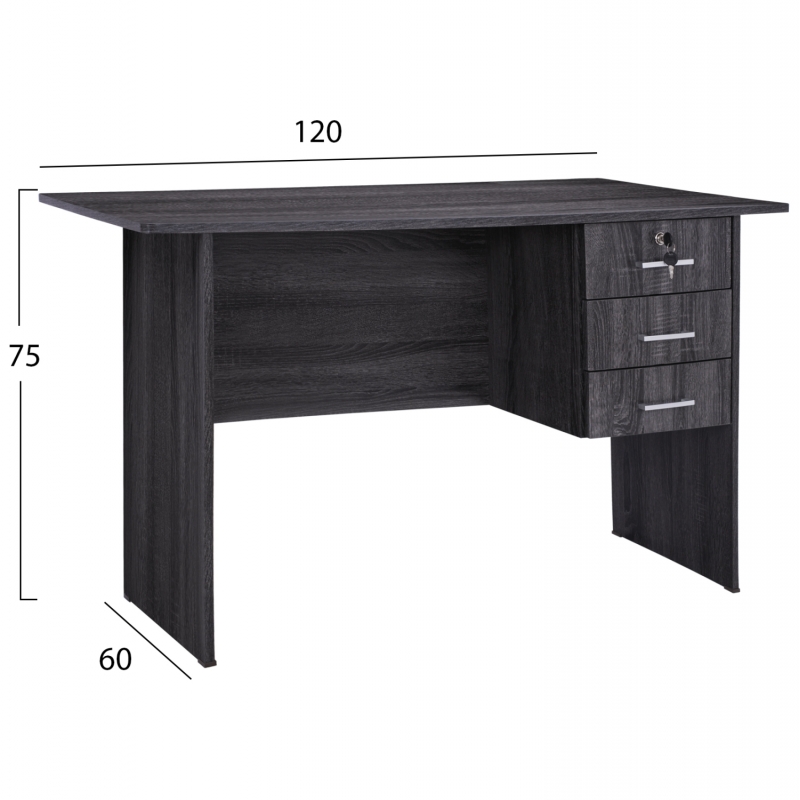ΓΡΑΦΕΙΟ ΜΕΛΑΜΙΝΗΣ HAYDEN 120x60x75Υεκ.ΜΕ 3 ΣΥΡΤΑΡΙΑ ΣΕ ΑΝΘΡΑΚΙ ΧΡΩΜΑ HM2268.01
